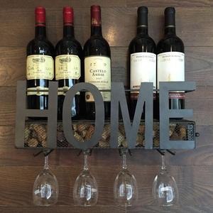 Soduku Inc - Wall Mounted Metal Wine Rack 4 Long Stem Glass holder & Wine Cork Storage By Soduku
