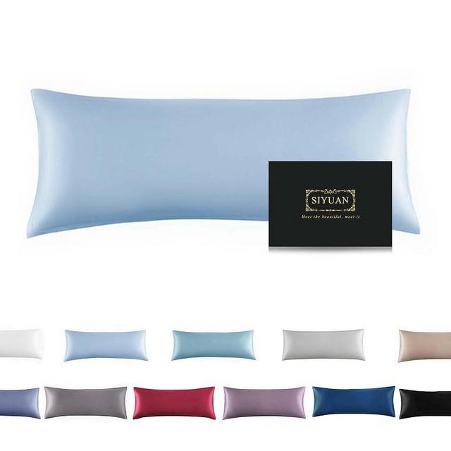 Mulberry Silk Pillowcase for Hair and Skin,Cooling Silk Pillow Case with Hidden Zipper,Allergen Proof Dual Sides Soft Breathable Smooth Silk Pillow Cover for Women (Light Blue,Body)