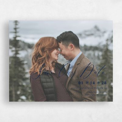 Navy, Blue Wedding Save the Date - Glacier Portrait
