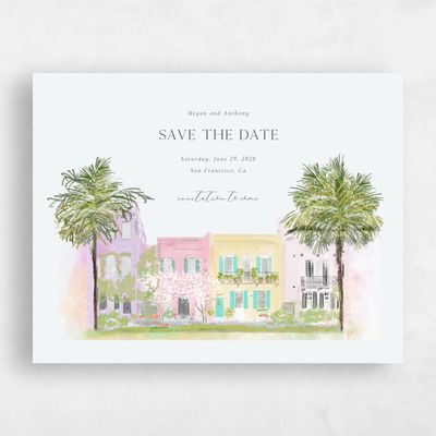 Blue Wedding Save the Date - Ashbey Landscape