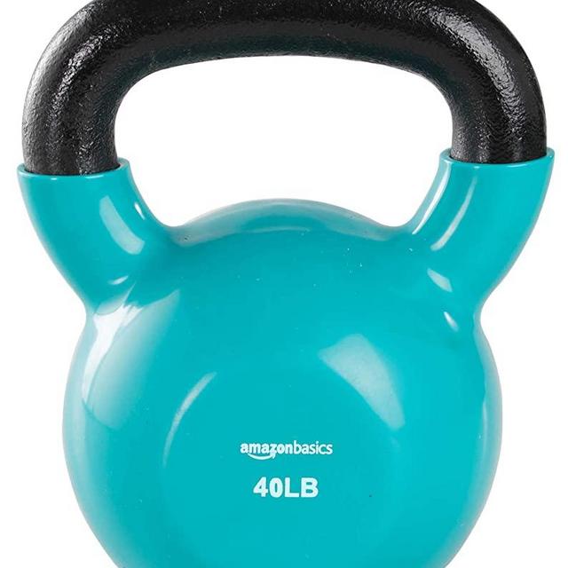 Amazon Basics Vinyl Coated Cast Iron Kettlebell Weight