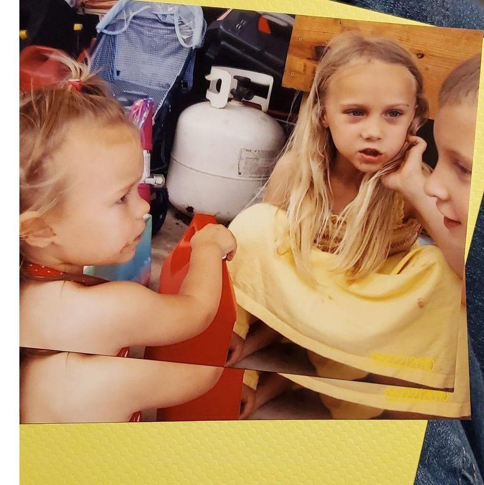 Our families knew each other when we were little, we found this picture of Kailee (MOH) and the two of us.