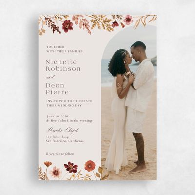 Light Greige, Beige Wedding Invitation - Viva Photo