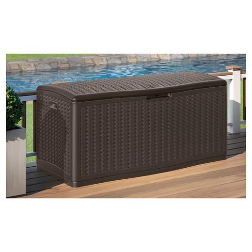 Deck Box Resin Wicker 124 Gallon - Brown - Suncast