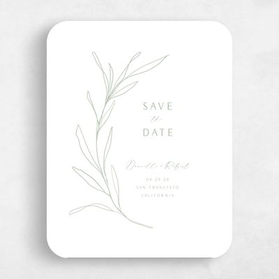 Green Rounded Wedding Save the Date - Avila Classic Letterpress