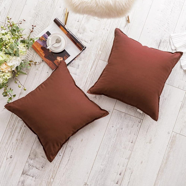 Jeanerlor Set of 2 20"x20" Pillowcase Cousion Cover Decor Cotton Linen with Unique Design to Embellish Balcony/Reception,(50 x 50cm), Reddish Brown