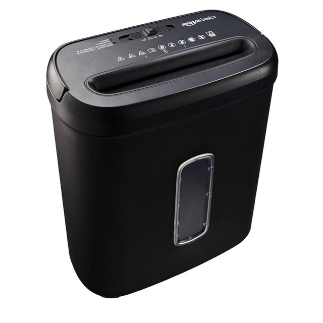 Amazon Basics 8-Sheet High Security Cross Cut Paper and Credit Card Shredder with P-4 Security, Auto Shut-off, Black
