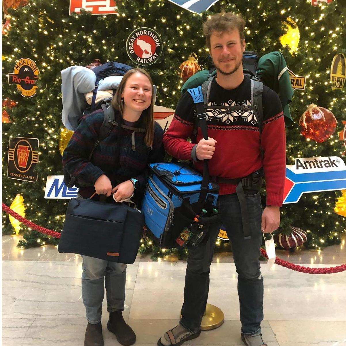 Taking the train to Michigan Christmas of 2023, visiting Elisha's family and celebrated her grandmas 80th birthday!