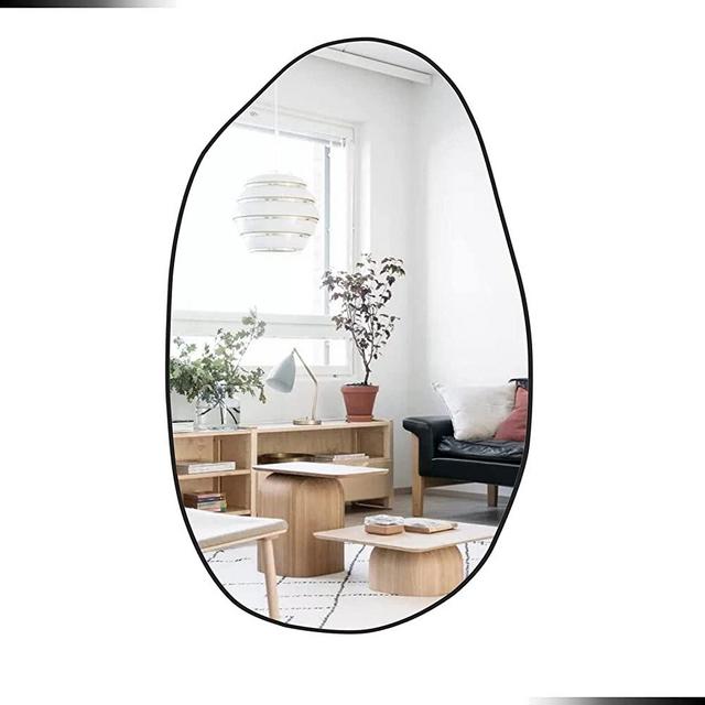 CASSILANDO Irregular Wall Mirror Framed for Bedroom Bathroom Living Room Entryway,33.5"×20.5" Make-up Mirror, Decorative Mirror,Modern Decorative Mirror Hanging
