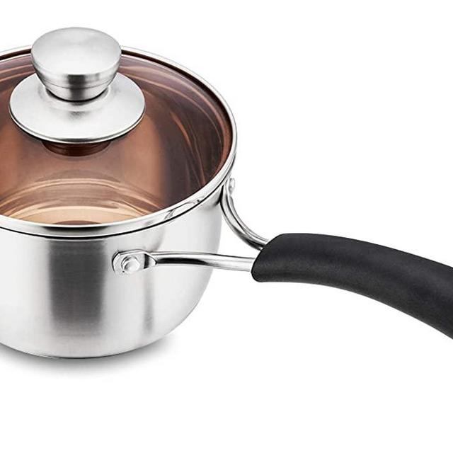 P&P CHEF 1 Quart Saucepan, Stainless Steel Saucepan with Lid, Small Sauce for Home Kitchen Restaurant Cooking, Easy Clean and Dishwasher Safe