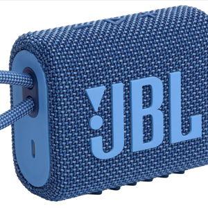 JBL Go 3 Eco - Portable Mini Bluetooth Speaker, big audio and punchy bass, IP67 waterproof and dustproof, 5 hours of playtime, Made in part with recycled materials (Eco Blue)