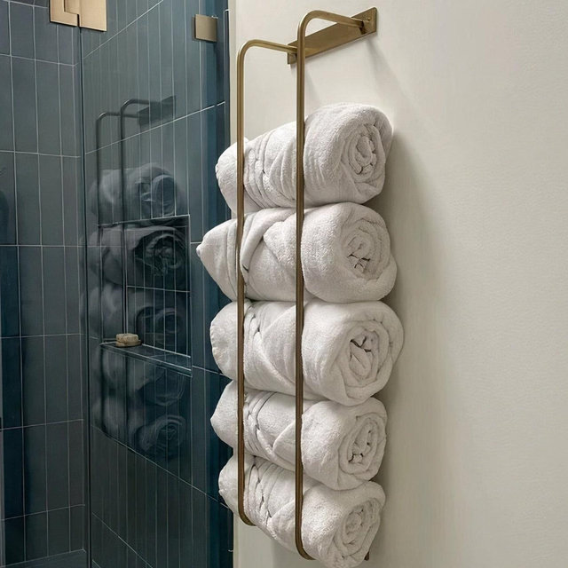 The Tyler Steel Towel Rack, Wall Mounted Bathroom Storage, Blanket Holder, 5 Sizes, 6 Finishes, Handmade in USA