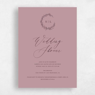 Dusty Rose, Pink Wedding Wedding Shower Invitation - Goundry Wreath