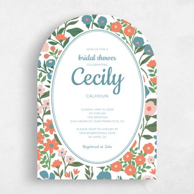 Blue Arch Wedding Wedding Shower Invitation - Kukkinta Portrait