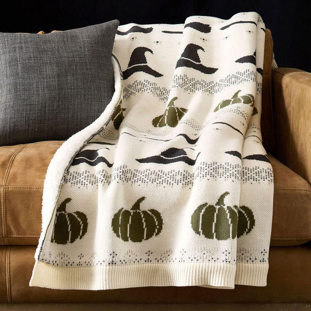 Witch Hat Fair Isle Knit Jacquard Throw, Ivory Multi, 50" x 60"