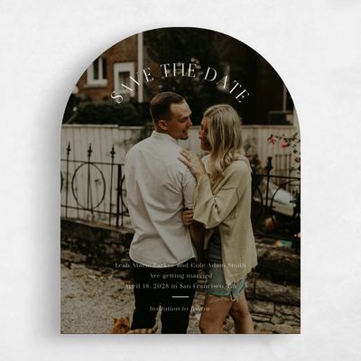 Beige Arch Wedding Save the Date - Tarbert Photo