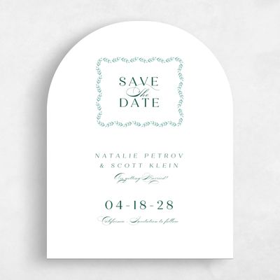 Green Arch Wedding Save the Date - Kitts Portrait