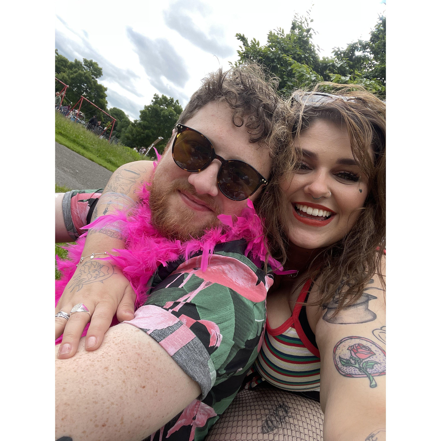 this photo is the embodiment of the joy that this man brings into my life. i want to be this happy forever. sitting in the meadows, eating noodles, with the breeze dancing through his fab feather boa.