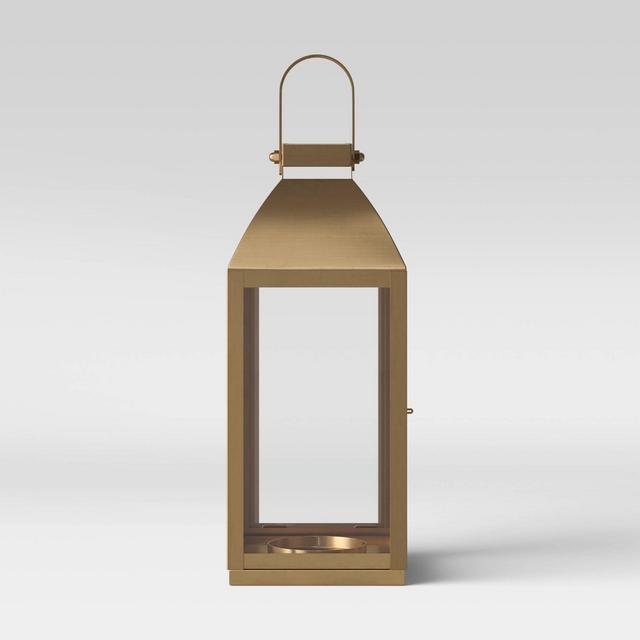 16" x 6.2" Brass Lantern Candle Holder Gold- Threshold™