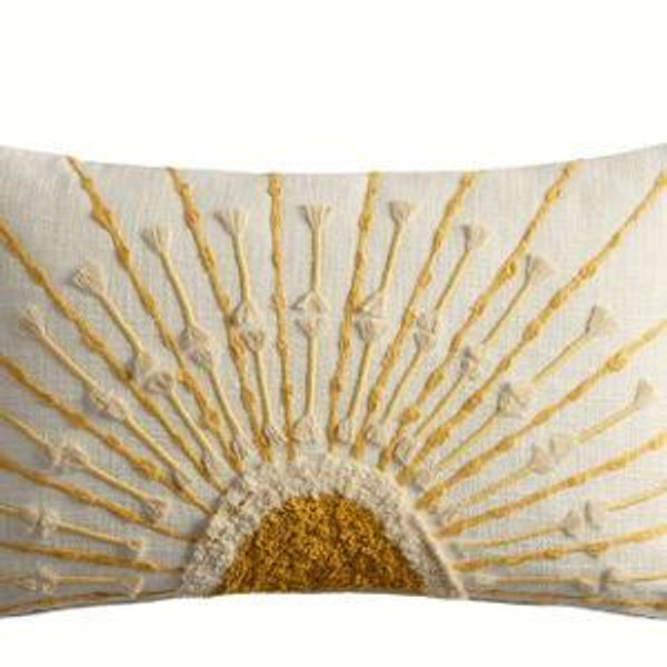 Tufted Embellished Sunrise Lumbar Pillow - World Market