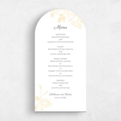 Yellow Arch Wedding Menu - Heaven