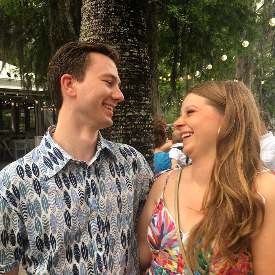 Sharing a laugh at a wedding in Orlando, FL - April 2019
