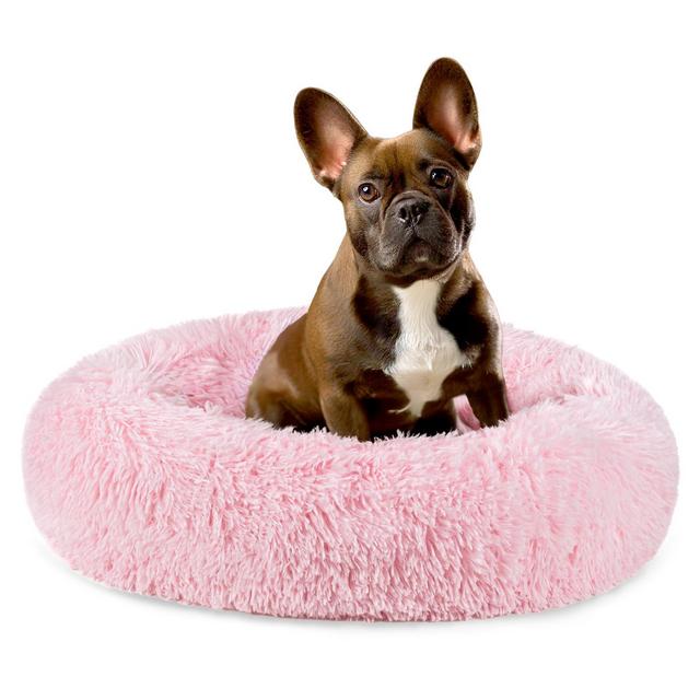 PetAmi Calming Dog Bed for Puppy Cat Kitten, Round Washable Pet Bed, Anti Anxiety Cuddler, Fluffy Plush Circular Donut Bed