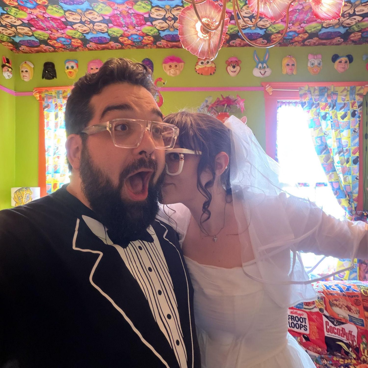 Post-wedding living room selfie