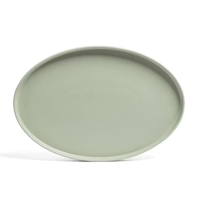over&back Stackable Oval Hand-Finished Stoneware Serving Platter Semi-Matte Sage
