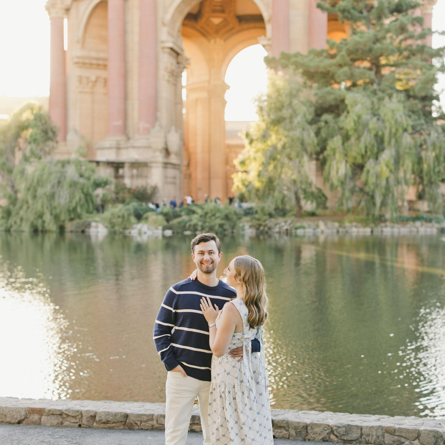 A photo from our engagement shoot at the Palace of Fine Arts