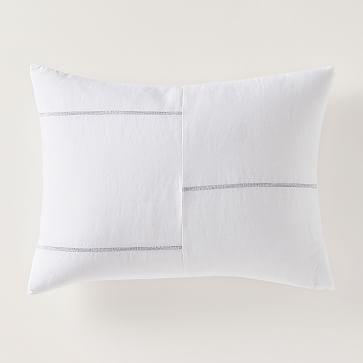 Broken Lines Linen Cotton Standard Sham, White
