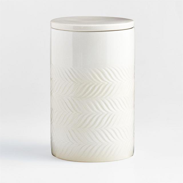 Fern 5 Lb Extra-Large White Ceramic Canister with Lid