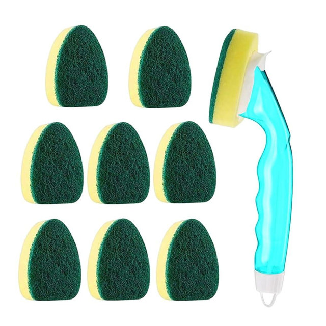 Non Scratch Dishwand Refill Brush, Dish Wand Replacement Heads, Dish Wand Refills Sponge Heads, Heavy Duty Dish Wand Refills Brush Dispenser, Soap Dispensing Scrubbers,Soap Control Dishwand Kit