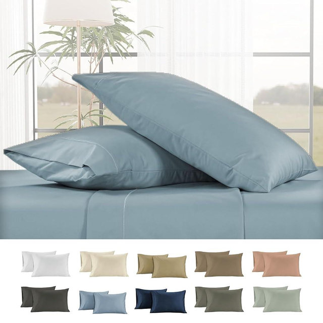 100% Egyptian Cotton Pillow Cases King Size - 2 Pcs, 1000 Thread Count Egyptian Cotton, Luxury Bed Pillow Covers, Suitable for Home,Hotels, Hospital Use, 20x36, French Blue