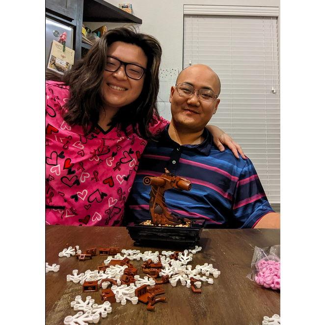 Lego Night building a Bonsai Tree in Allen Apartment