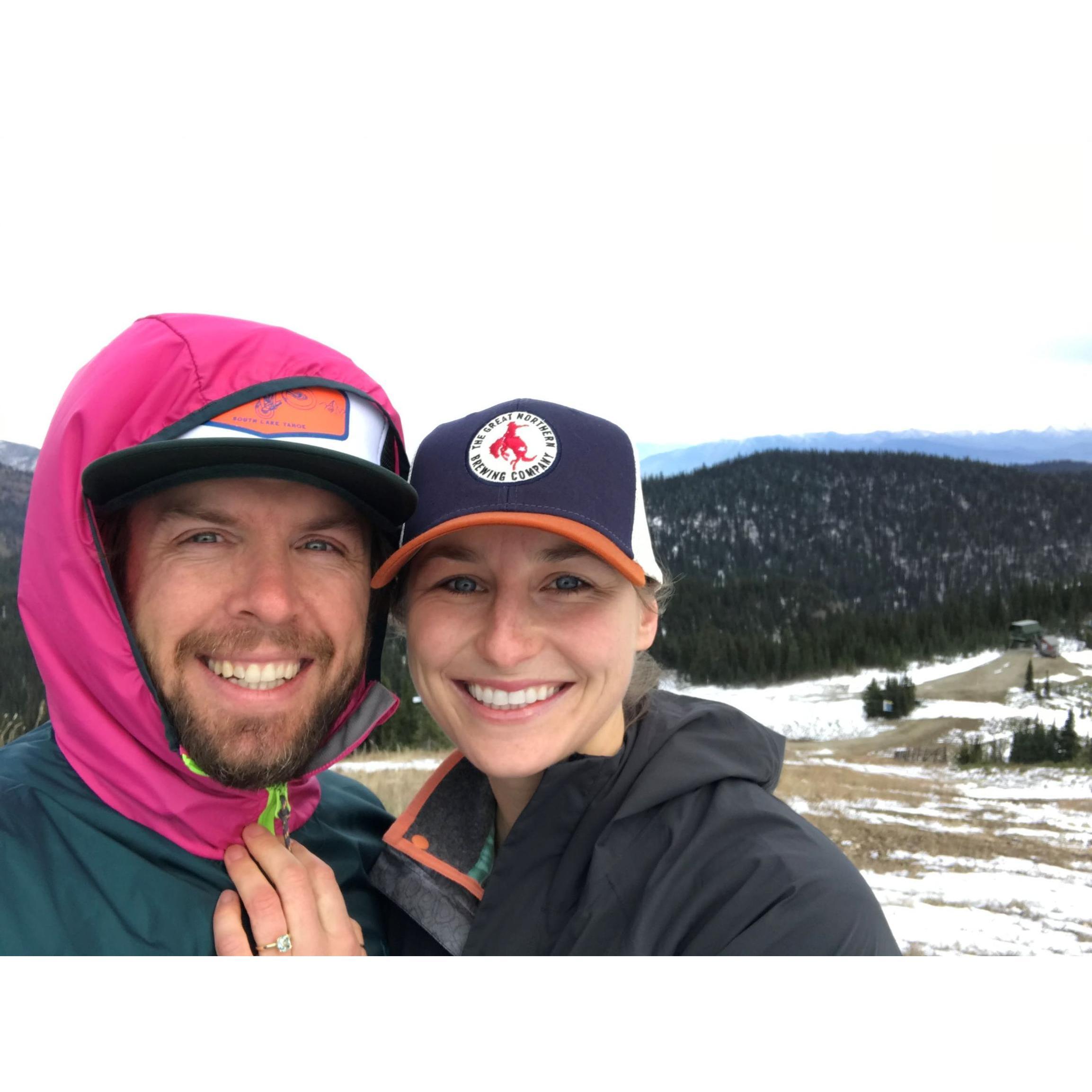 Cameron proposed on top of Big Mountain in Whitefish!