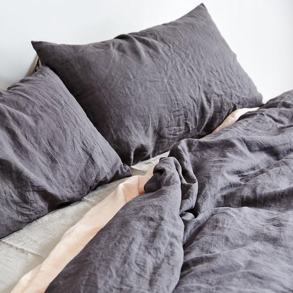 100% Linen Duvet Cover in Charcoal (QUEEN)