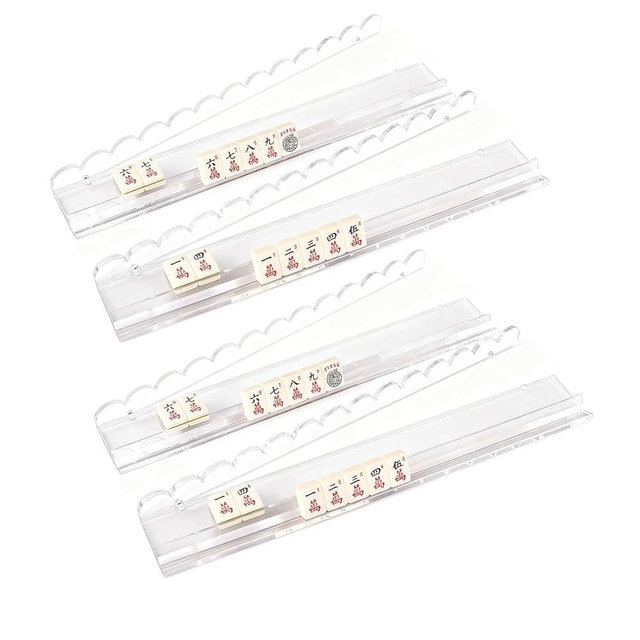 4PCS Mahjong Racks with Pushers, Upgraded American Mahjong Stand Set with Separate Pushers, Convenient and Sturdy Holder Combo