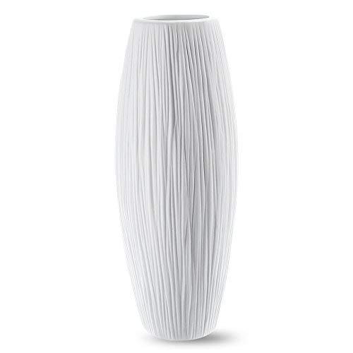 D'vine Dev White Ceramic Flower Vase, Waterfall Textured Vase with Design Box Packaged, 11 Inch