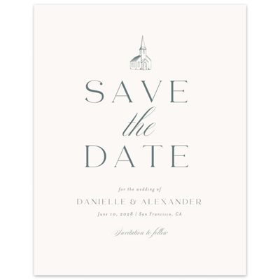 Beige Rustic Wedding Digital Save the Date - Classic Chapel Portrait