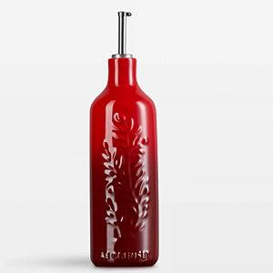 Le Creuset Stoneware Olive Branch Collection Oil Cruet, 20 oz., Cerise