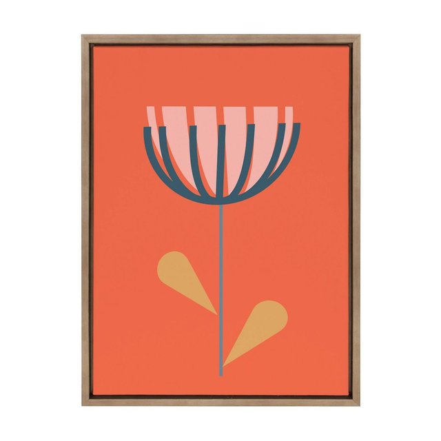 18" x 24" Sylvie Flower in Orange Framed Canvas by Apricot and Birch Gold - Kate & Laurel All Things Decor
