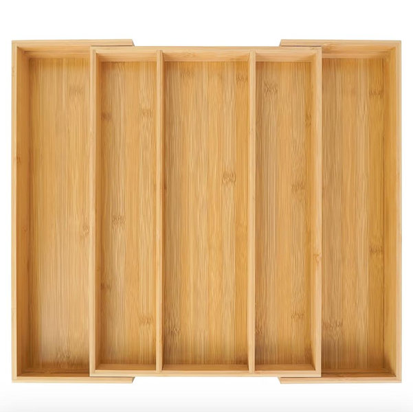Expandable Silverware Drawer Organizer Storage Large Bamboo Kitchen Tool Utensil Organizers Divider Cutlery Tray Adjustable Flatware Drawer Organizer for Spoon Spatula Cooking Utensils Holder Tray