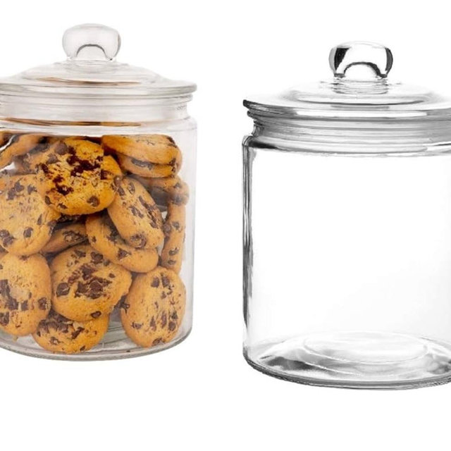 Set of 2 Glass Jar with Lid (2 Liter) | Airtight Glass Storage Cookie Jar for Flour, Pasta, Candy, Dog Treats, Snacks & More | Glass Organization Canisters for Kitchen & Pantry | 68 Ounces