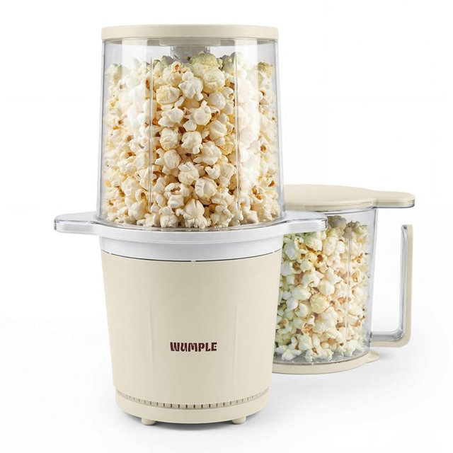 Wumple Air Popper Popcorn Machine - 10-Cup Air Pop Popcorn Maker with Measuring Cup - Hot Air Popped Oil-Free Compact Popcorn Popper - Movie Nights & Parties - Cream