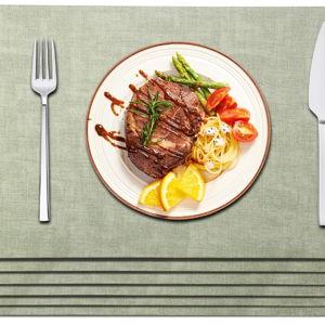 Maxpearl Faux Leather Placemats Set of 6 - Waterproof - Wipe Clean - Heat Resistant - Anti Slip Dining Table Place Mats, Suitable for Indoor & Outdoor Use, 17’’x12’’, Sage Green