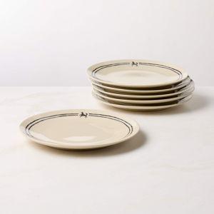Corvo White and Black Patterned Dinner Plate Set of 6 by Ackerman + Reviews | CB2