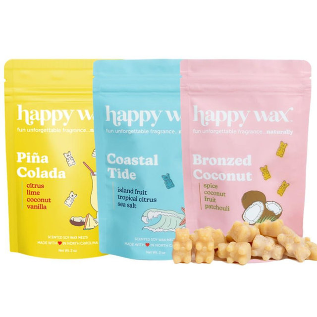 Happy Wax Endless Summer Collection Scented Natural Soy Wax Melts – 6 Total Oz. of Scented Wax Melts, Collection includes 2oz Bronzed Coconut, 2oz Coastal Tide, and 2oz Pina Colada