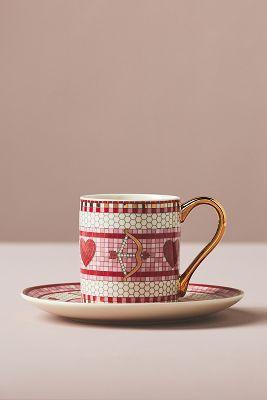 The Bistro Tile Stoneware Espresso Cup & Saucer: Valentine's Edition