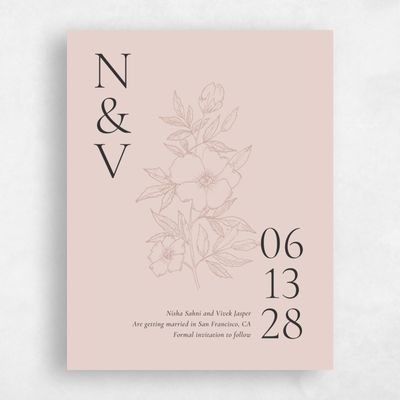 Blush, Pink Wedding Save the Date - Cardinell Bloom